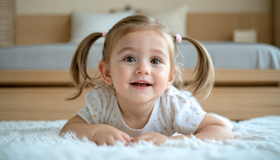 Child's hand near rounded granite countertop edge showing safety feature
