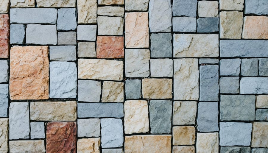 Close-up comparison of granite, marble, and limestone stone samples showing different natural textures