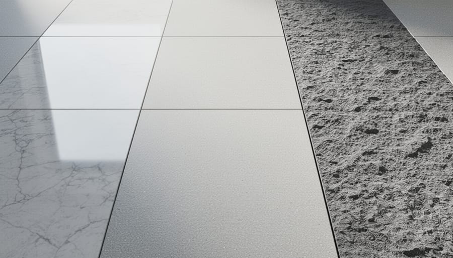 Comparison of polished, honed, and textured stone surface finishes