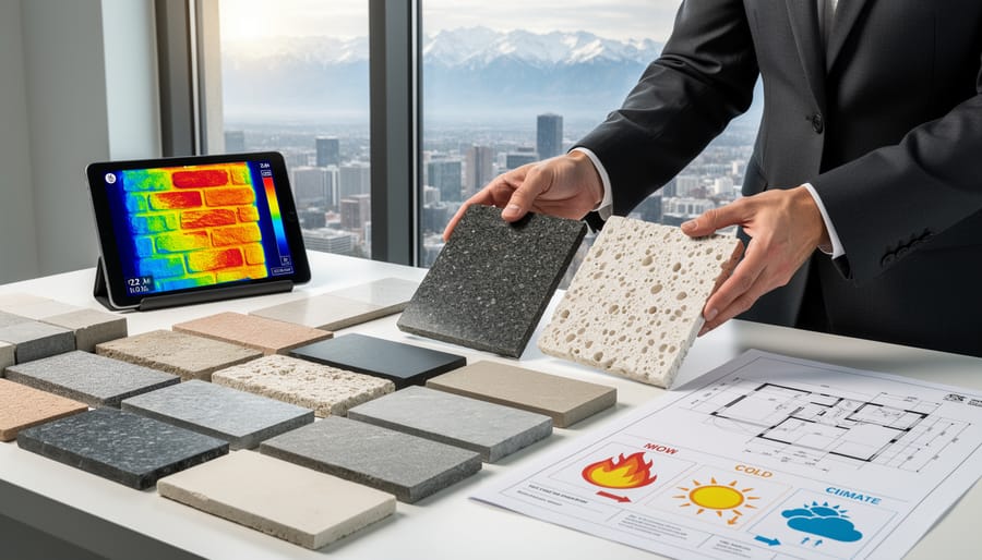 Comparison of granite, marble, and limestone stone samples showing different materials