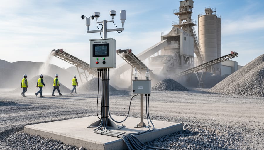 Air quality monitoring equipment installed at stone processing facility