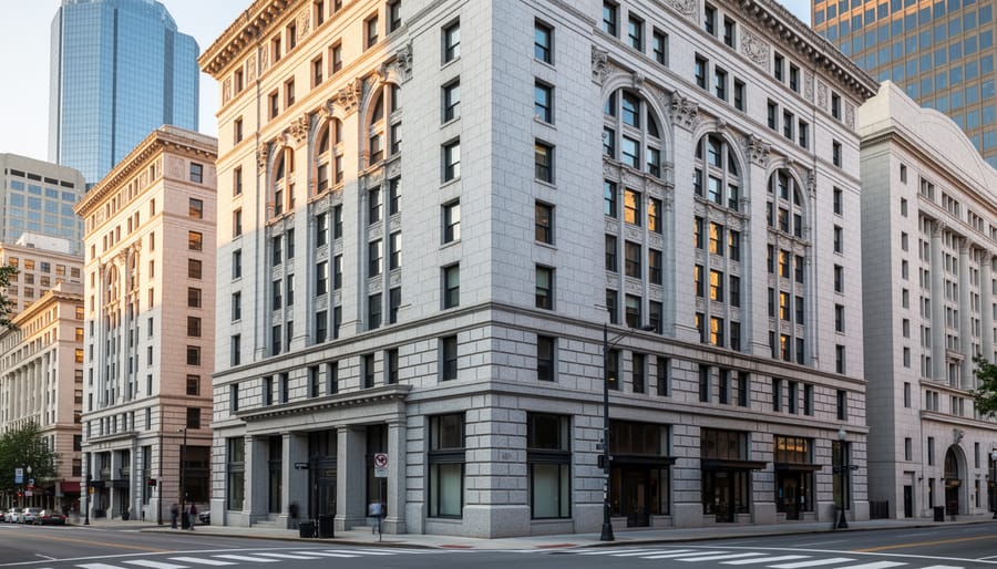 Historic Atlanta building facade showing Stone Mountain granite construction and craftsmanship