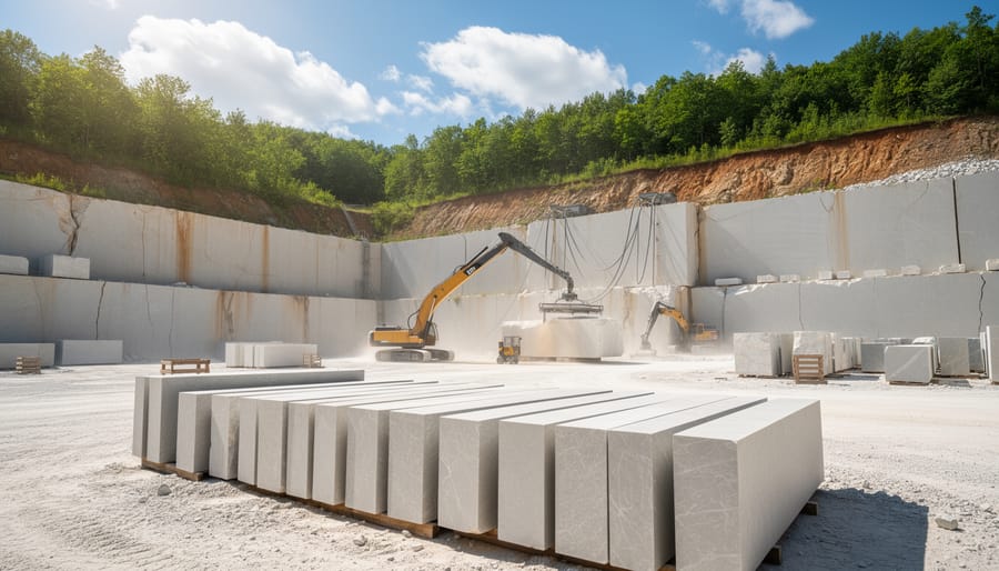 Sustainable stone quarry operation using modern low-impact extraction methods