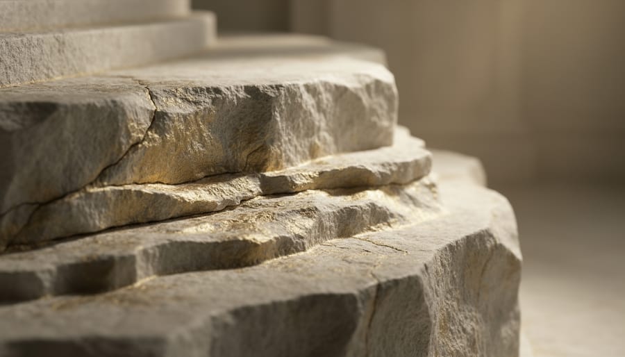 Macro still-life of different natural stones including alabaster, granite, and limestone showing color and texture
