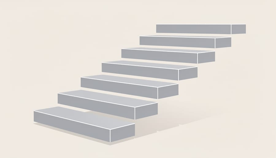 Close-up view of a well-finished seam between quartz stair treads